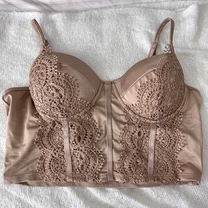 Elegant Lace Bralette in Tan